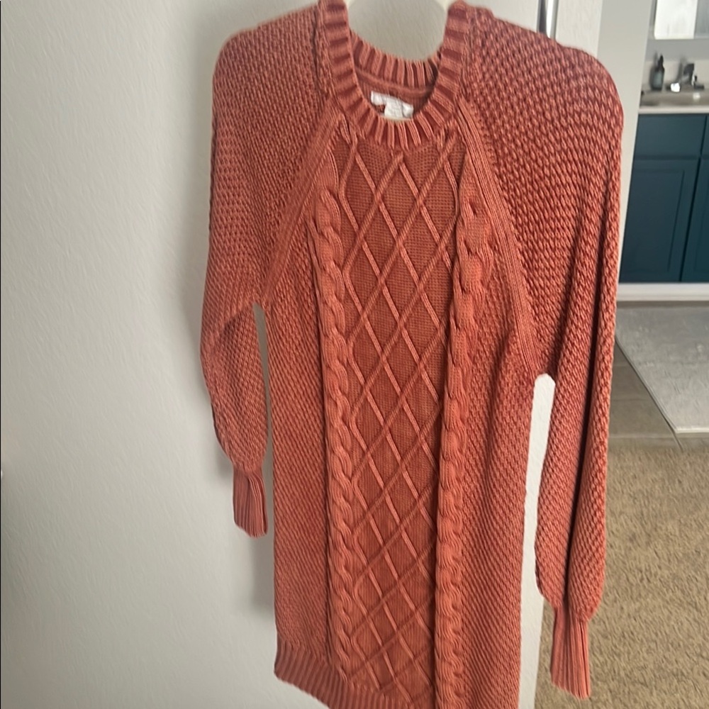 American Eagle Outfitters Brown Crew Neck Sweater Dress